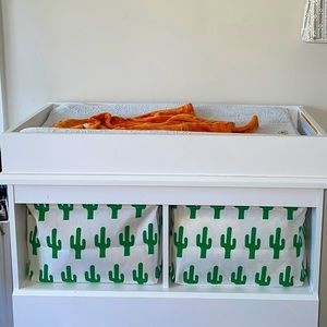 Folding cactus storage baskets with faux leather hands